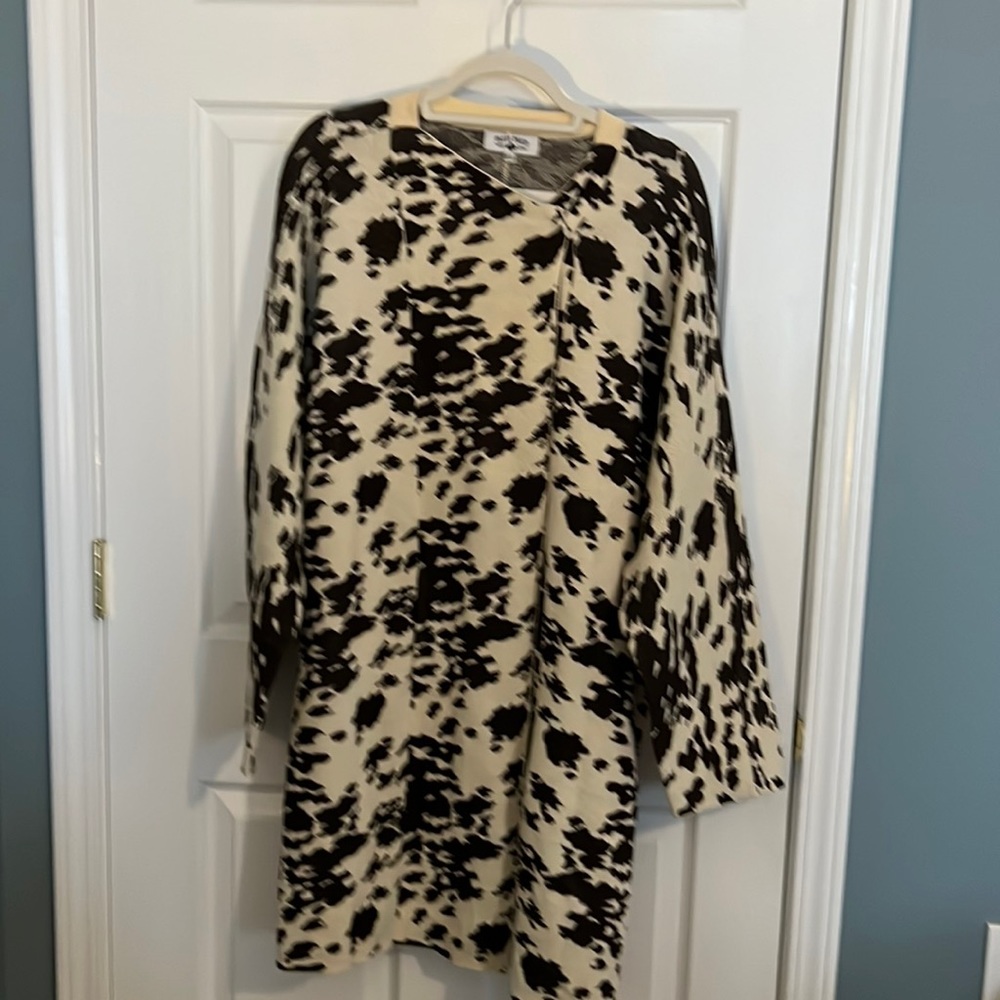 Gorgeous! Crazy train 2x cow print cardigan coat. NWT. Inside pockets
